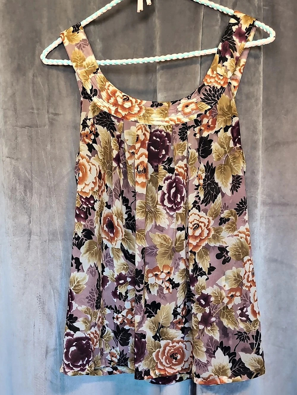 Moody Floral Tank Top in Purple & Orange Size XS